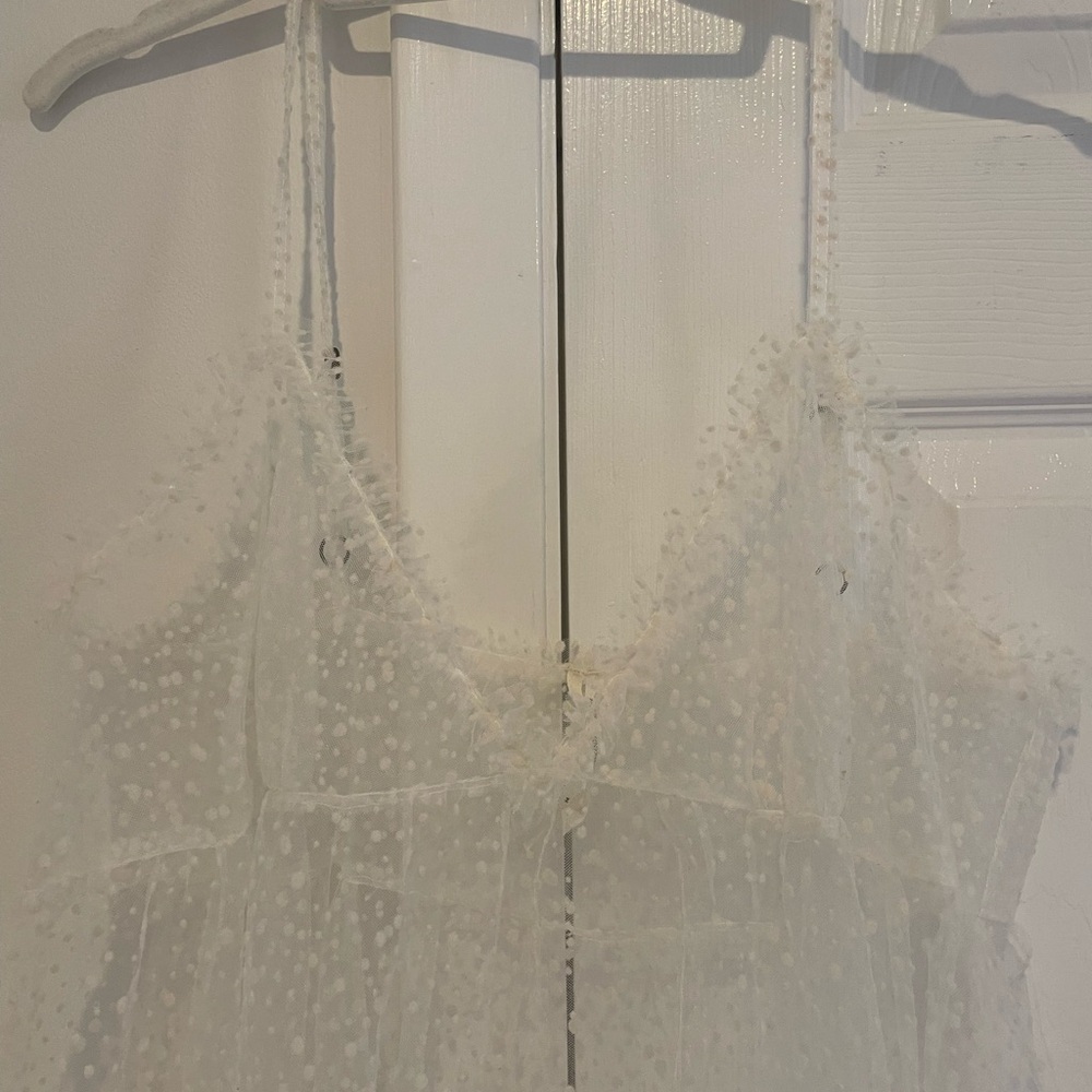 Anthropologie Sheer Dot Tulle Slip Midi Dress Medium - Picture 6 of 9